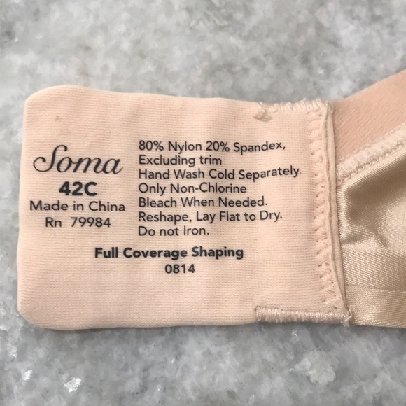 Soma Full Coverage Bra Size  42C Nude T Shirt Style Lingerie Romantic - Picture 3 of 5